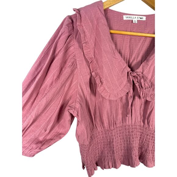 Vanilla‎ Star Puff Sleeve Portrait Collar Top Pink Size XL - Picture 6 of 9